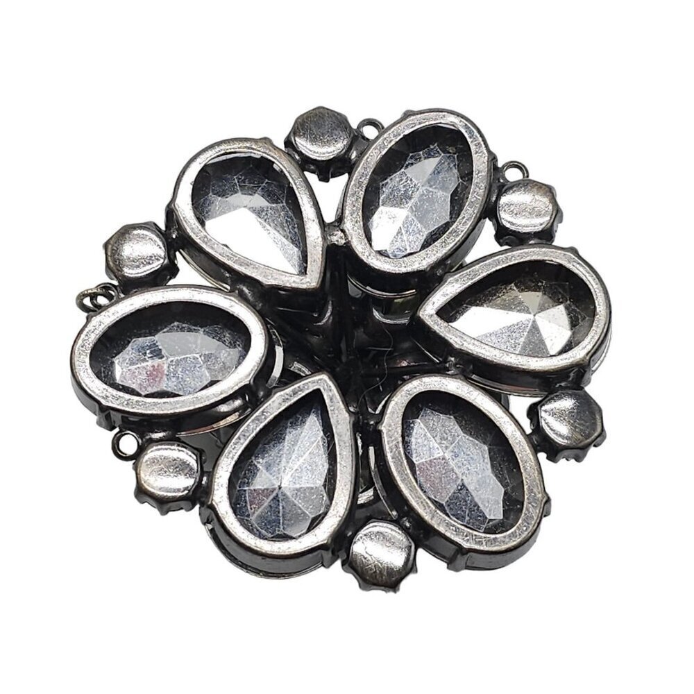 Gray Prystal Flower Floral Silver Tone Vintage Jewelry For Repair - Picture 3 of 4